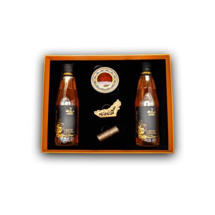 A luxurious honey gift set crafted for special occasions. Premium raw honey in elegant packaging – the perfect choice for Eid, weddings, and corporate gifts. Delight your loved ones with our Exclusive Honey Gift Set, a premium collection of our finest raw and infused honeys. Beautifully packaged in a luxury gift box with traditional